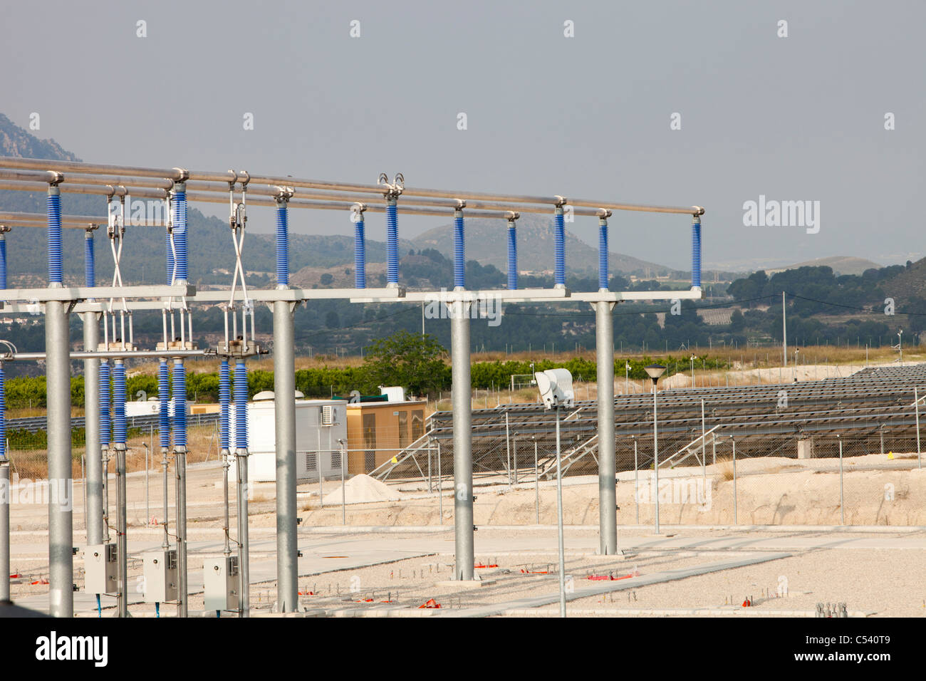 A sub station taking power from a photo voltaic solar power station ...