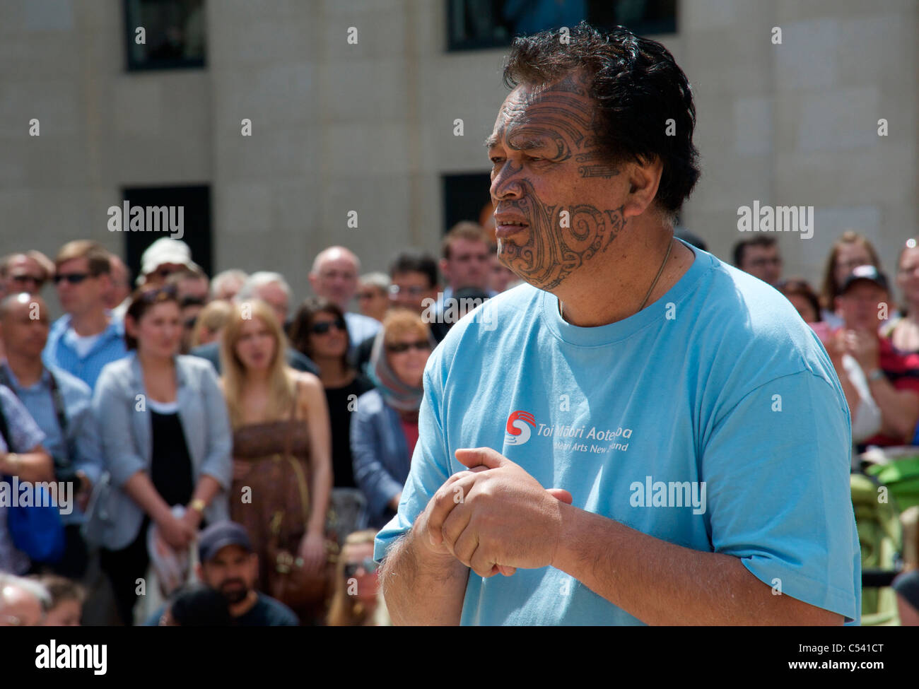 Maori performer at the Australasian-themed 2011 City of London Festival, London, England, UK Stock Photo