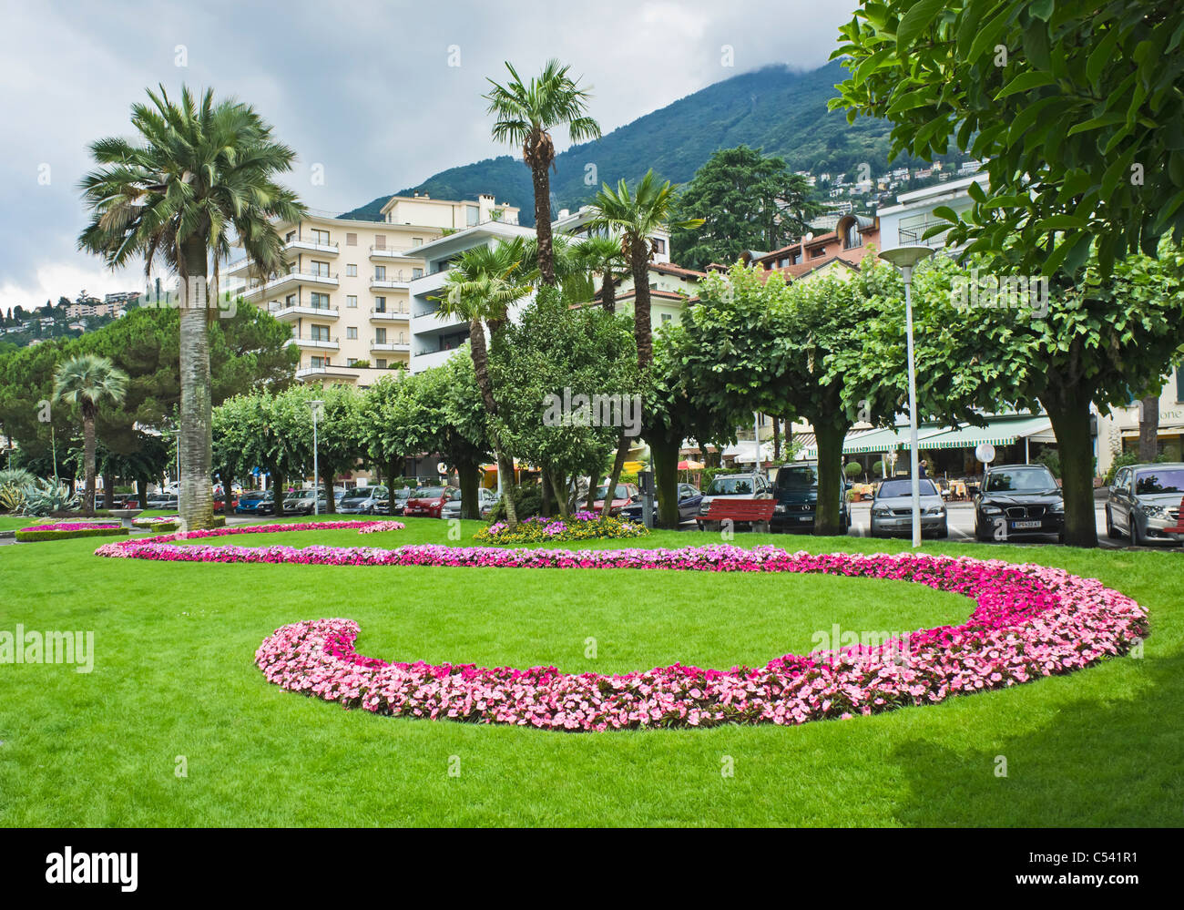 Gardens in Locarno between Lago Maggiore and Viale Verbano Stock Photo