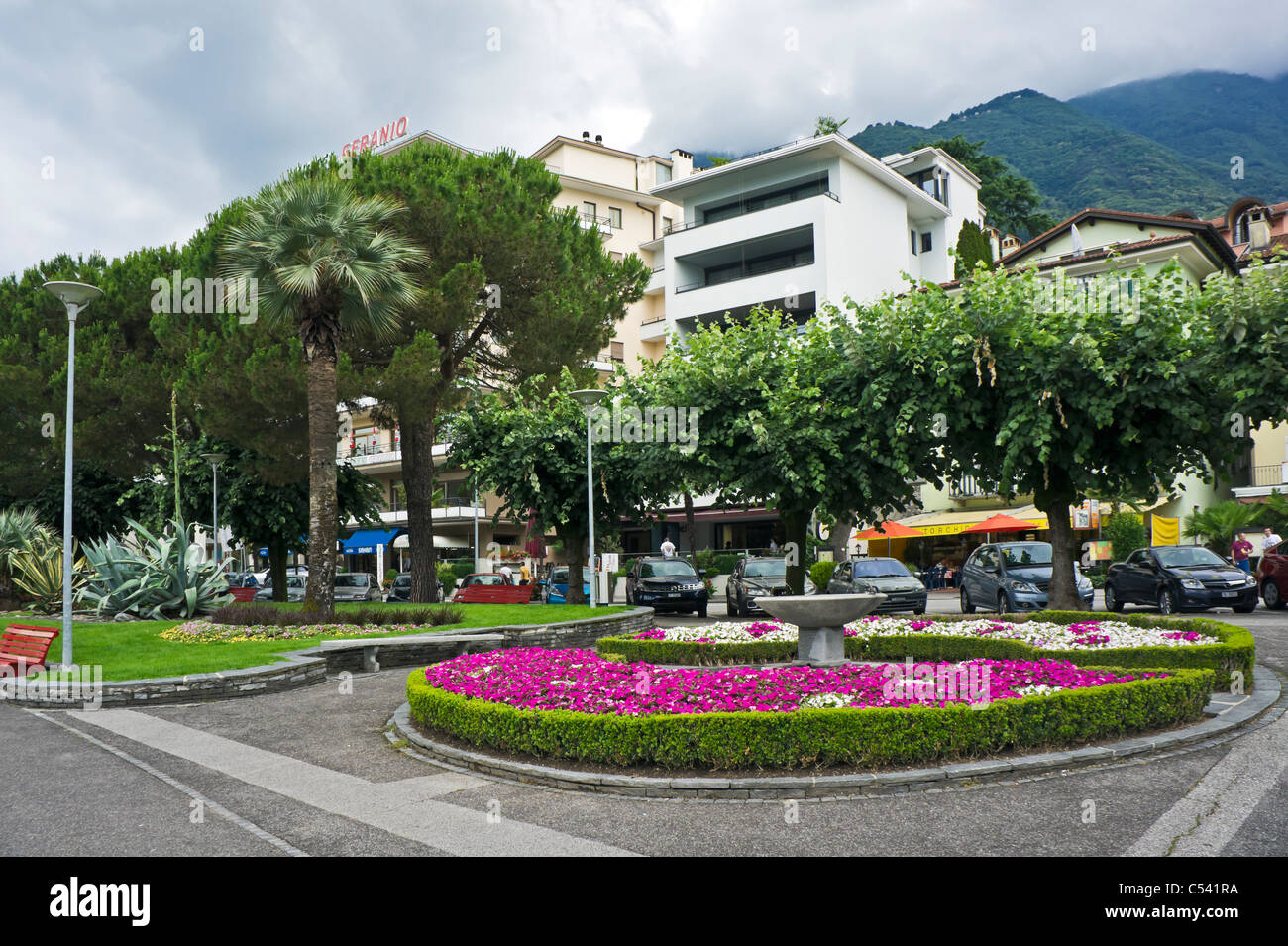 Gardens in Locarno between Lago Maggiore and Viale Verbano Stock Photo