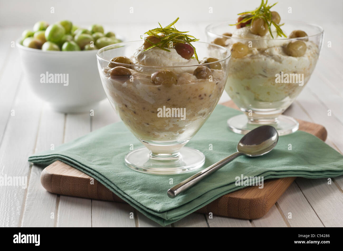 Gooseberry fool. Traditional British dessert Stock Photo Alamy