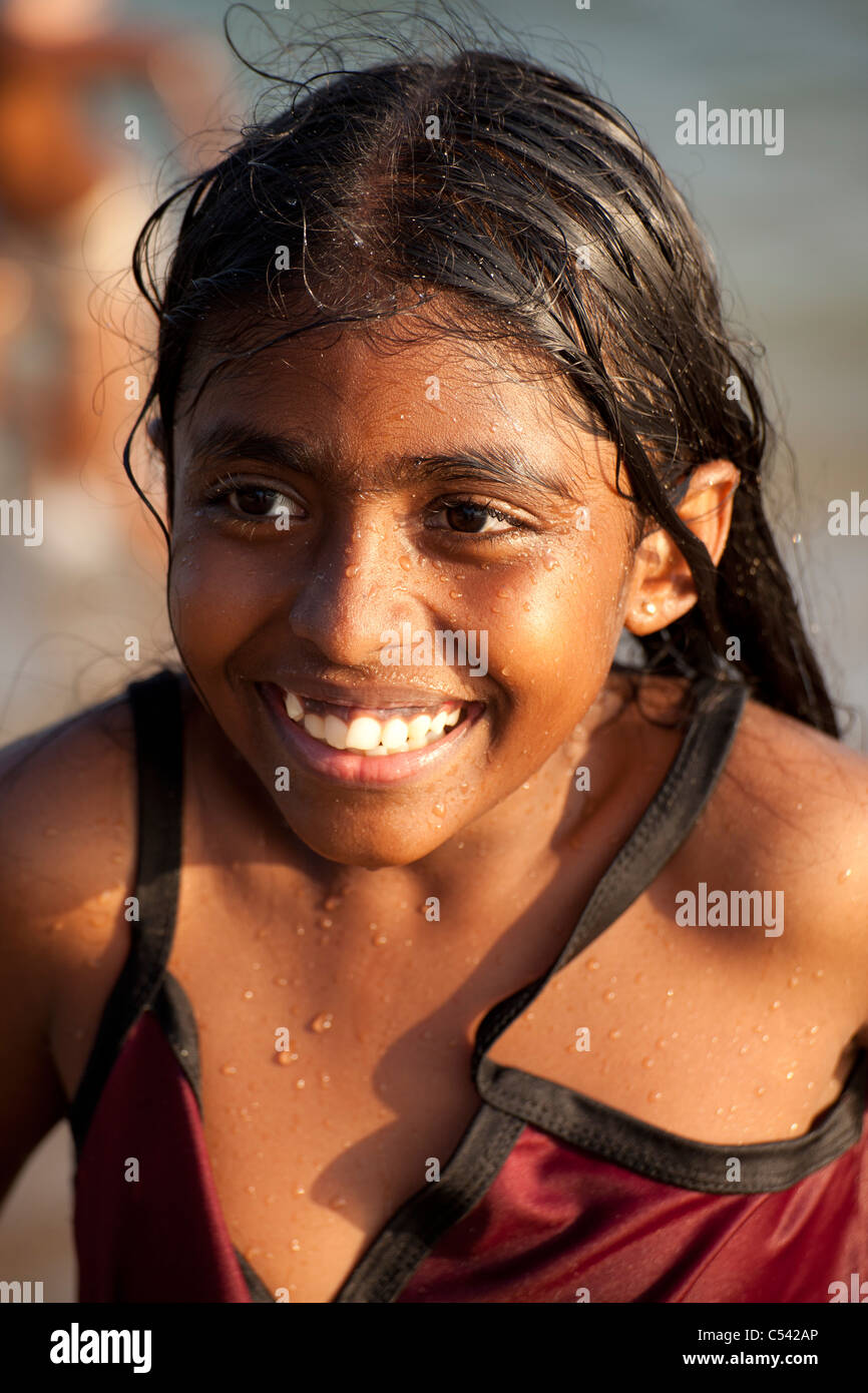 young girl from Mirissa, Sri Lanka Stock Photo