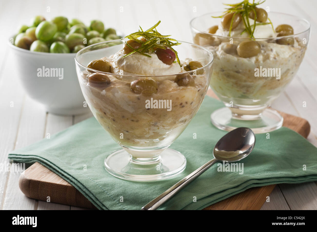 Gooseberry fool. Traditional British dessert Stock Photo Alamy