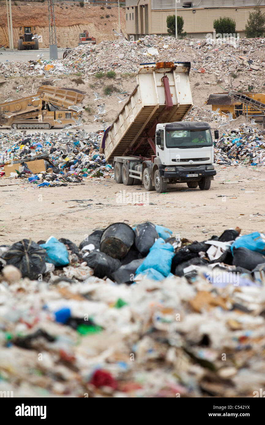 Rubbish on a landfill site in Alicante, Costa Blanca, Murcia, Spain. Stock Photo