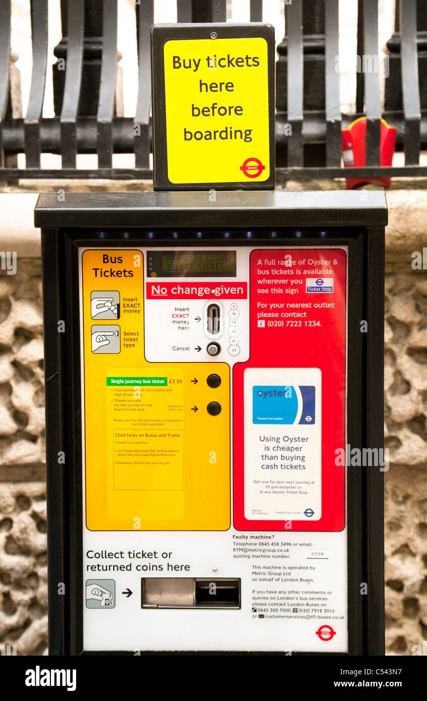 Ticket machine for London bus tickets Stock Photo