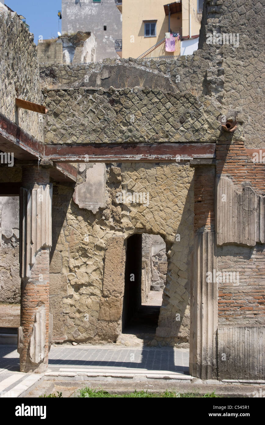 Views of the ruins of the ancient Roman town of Herculaneum, Campania ...