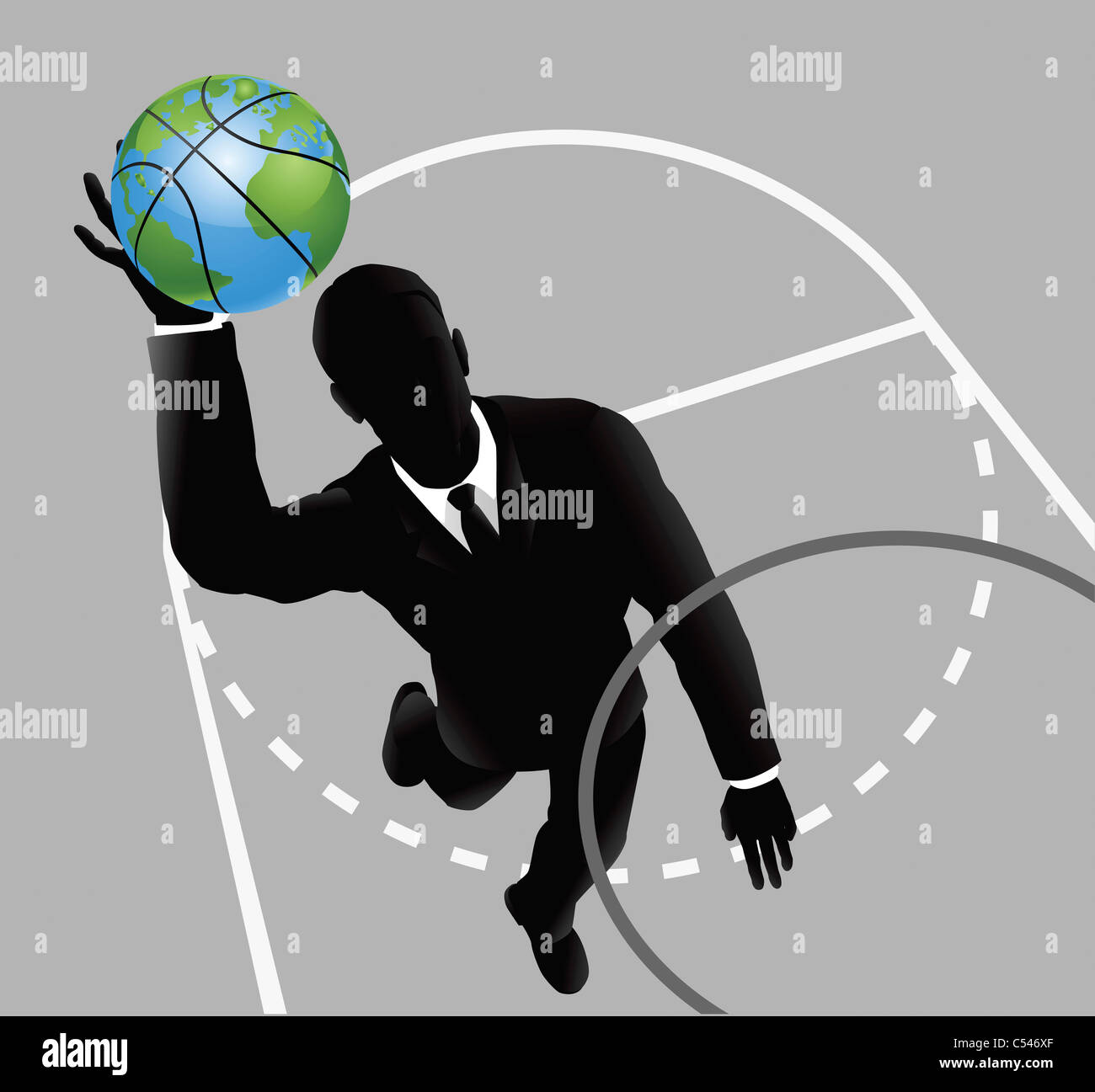Business man slam dunking basketball concept Stock Photo