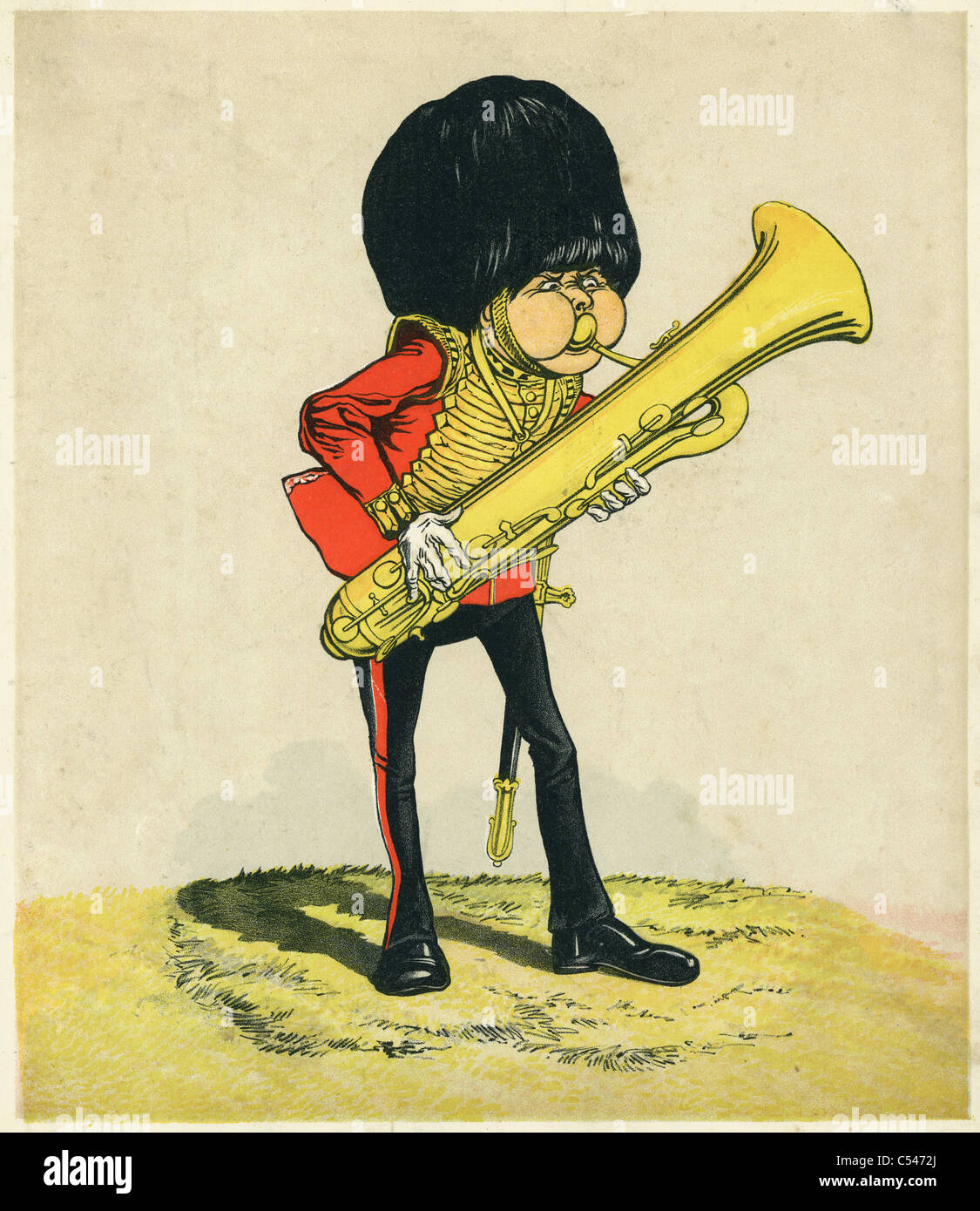 Caricature of a bandsman of the Grenadier Guards the oldest of all of the bands in the British Army Stock Photo