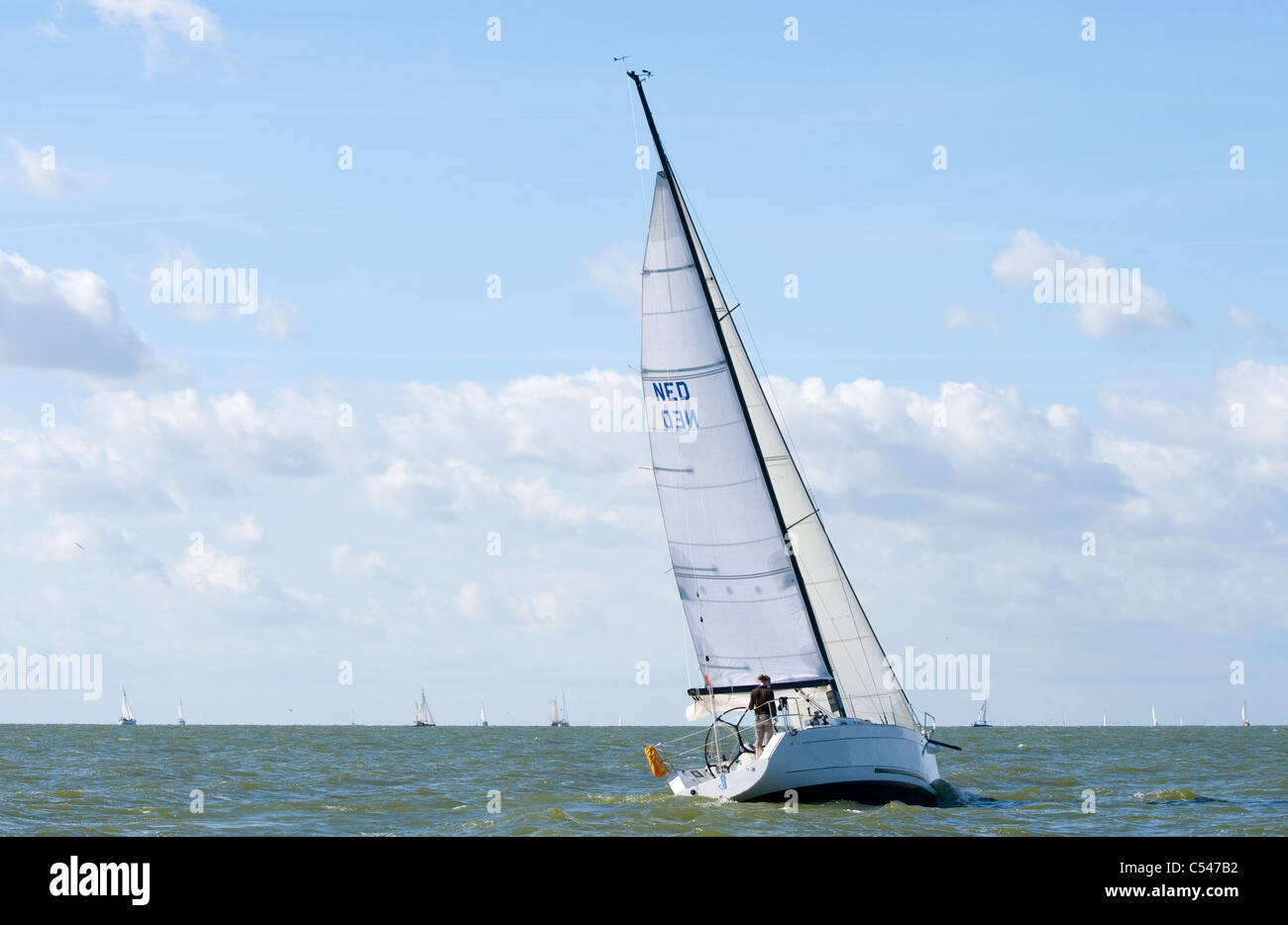 Saiing on the Dutch Ijsselmeer Stock Photo
