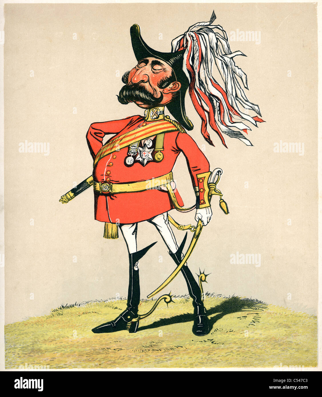 Caricature of a Field Marshal in the British Army. Field Marshal is the highest military rank of the British Army. Stock Photo