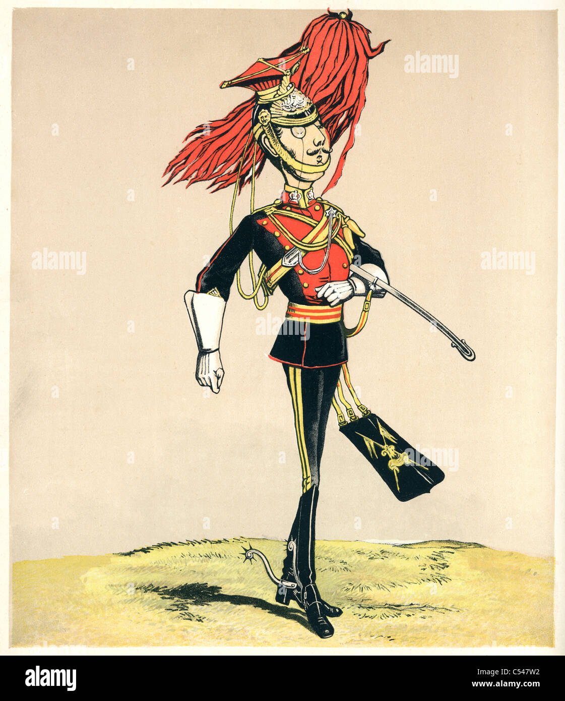 Caricature of a soldier from the 12th Royal Lancers of the British Army Stock Photo