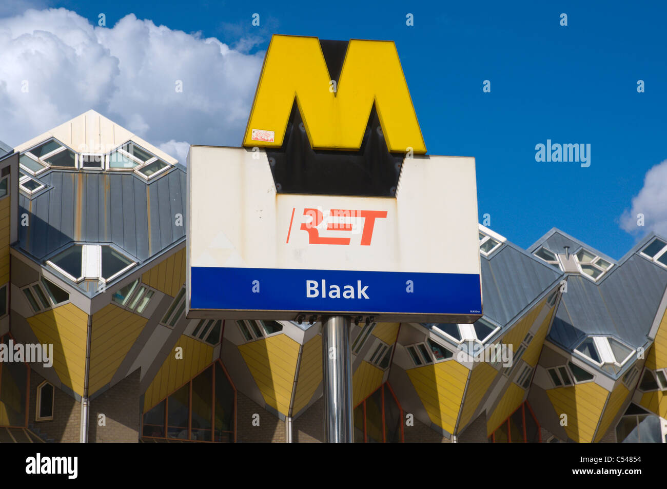 Metro station sign Blaak square Rotterdam the province of South Holland the Netherlands Europe Stock Photo