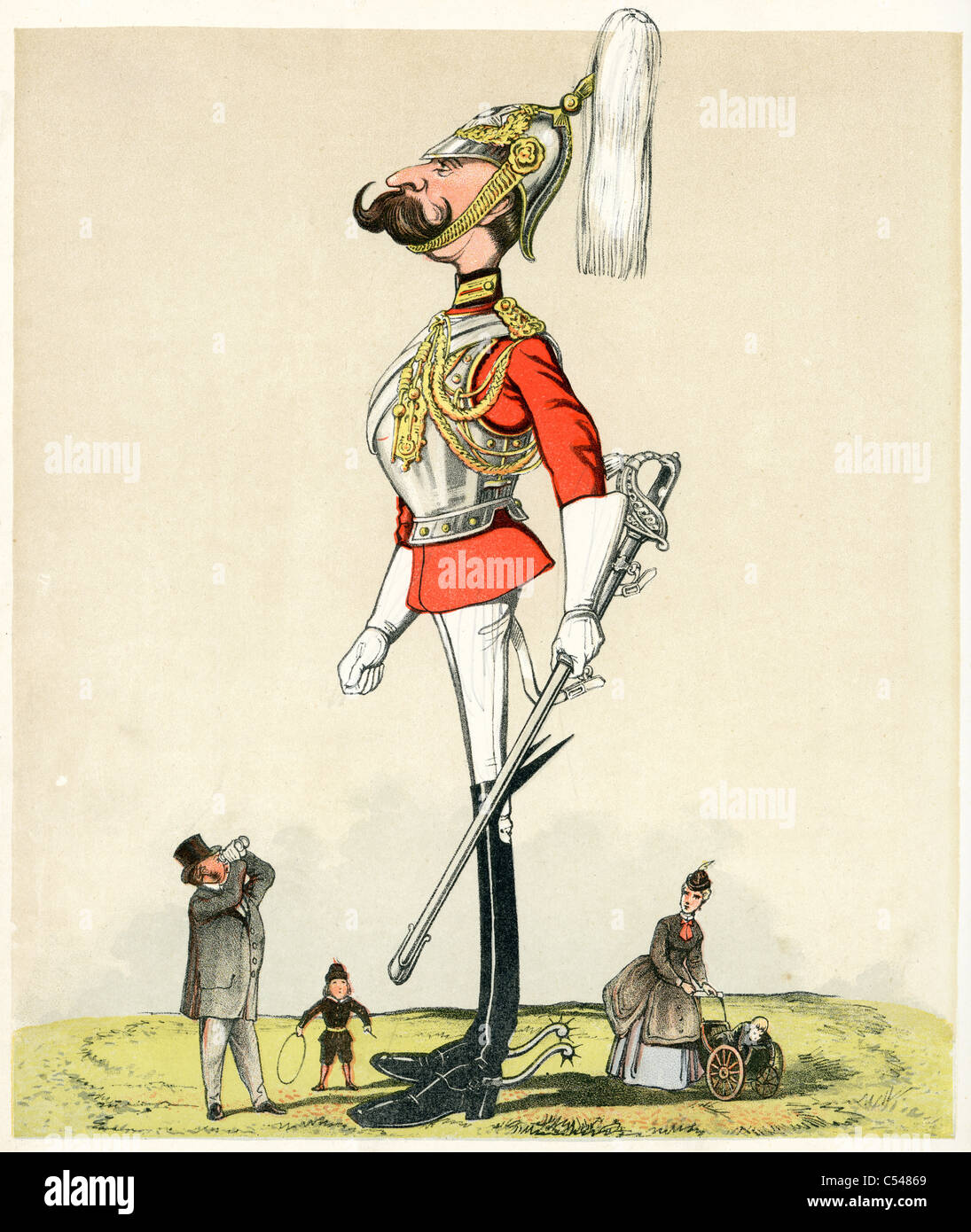 Caricature of a British soldier of the Life Guards. The Life Guards (LG) is the senior regiment of the British Army Stock Photo
