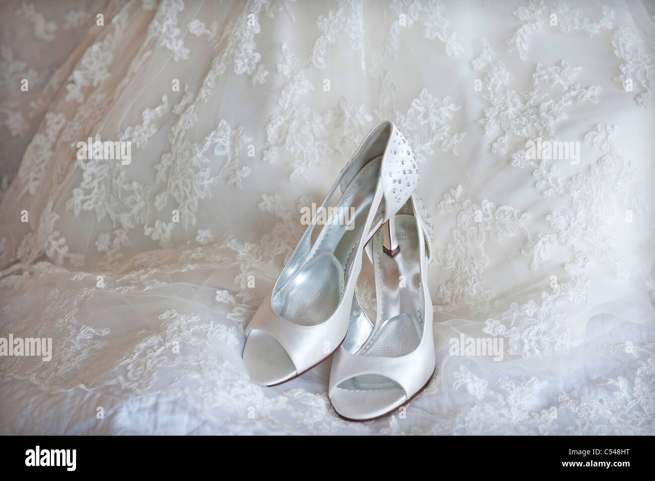 wedding dress and shoes Stock Photo