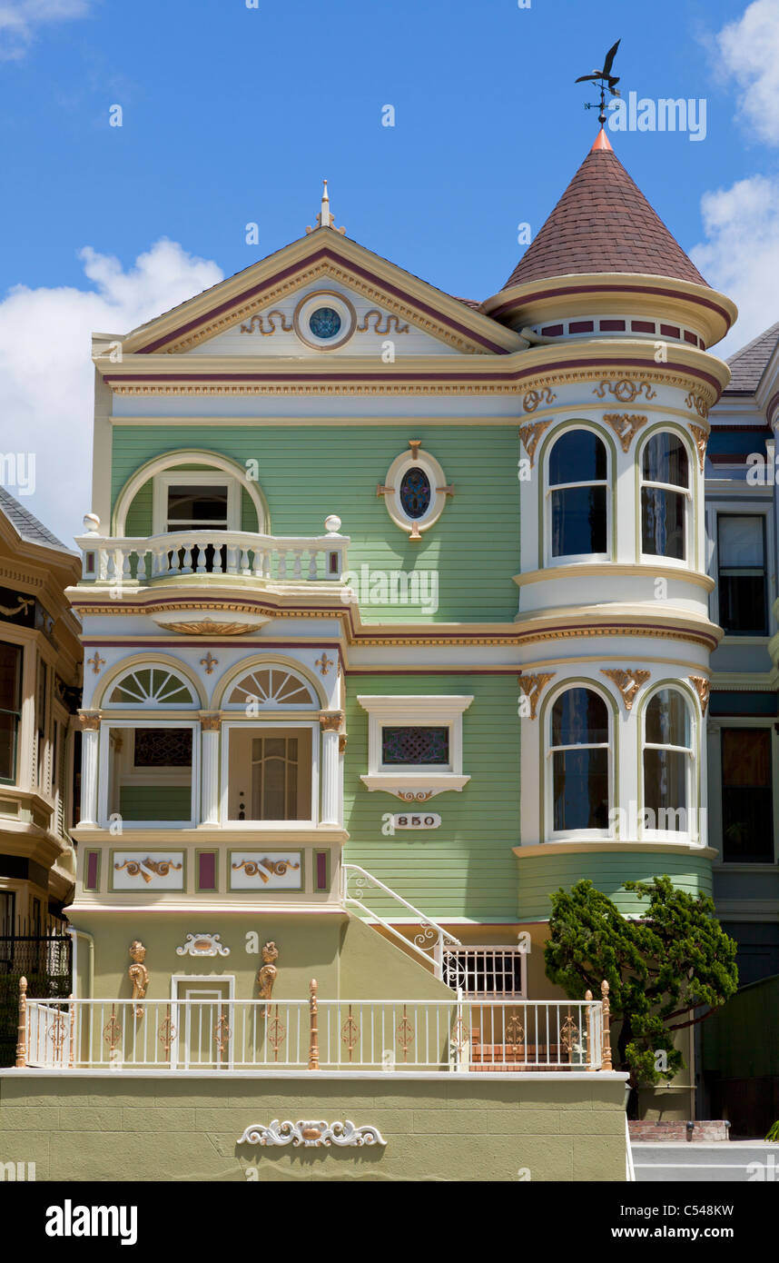 San Francisco famous well maintained old Victorian houses on Alamo