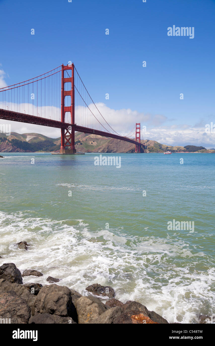 The Golden Gate Bridge from the Crissy Field promenade, City of San Francisco, California, United States of America, USA Stock Photo