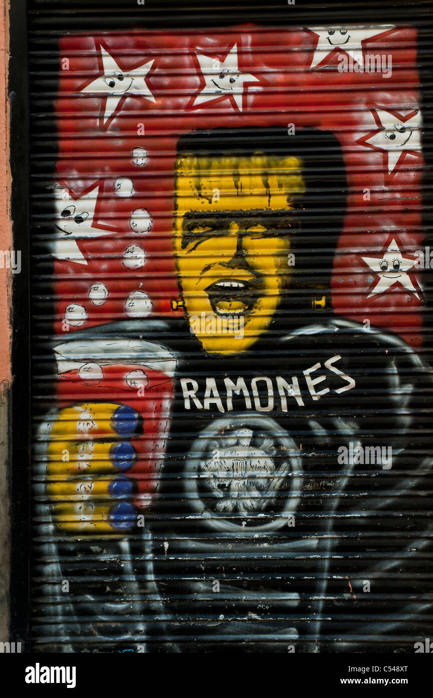 Street art, Ramones, Malasana, Madrid, Spain Stock Photo