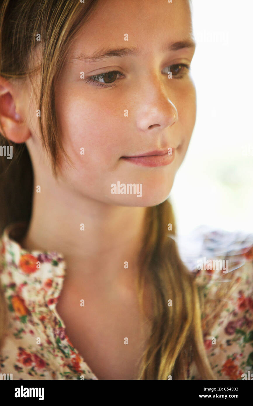 Close-up of a girl thinking Stock Photo