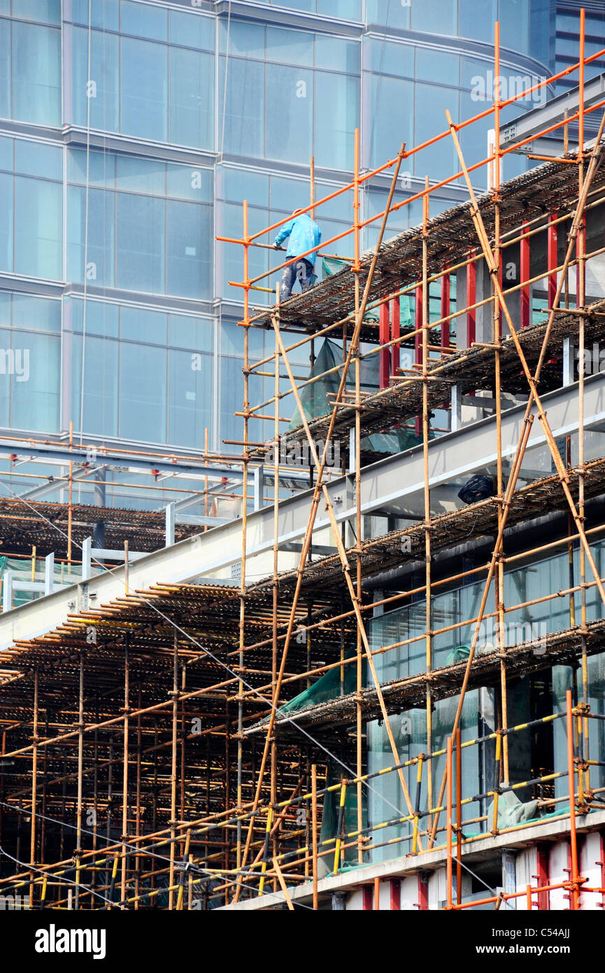 Bamboo scaffolding being used in Shanghai Stock Photo