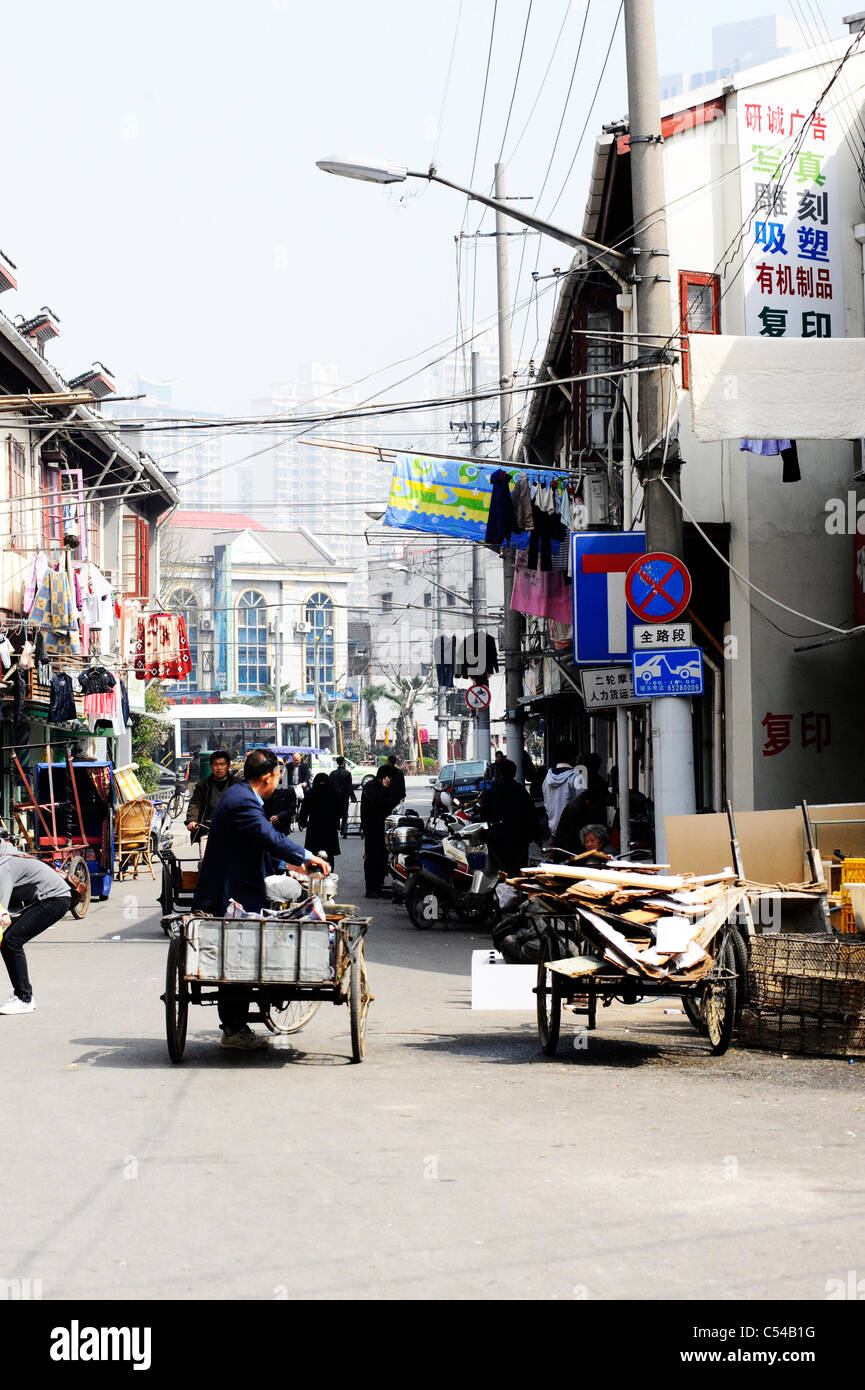 A typical street scene in Old Shanghai Stock Photo