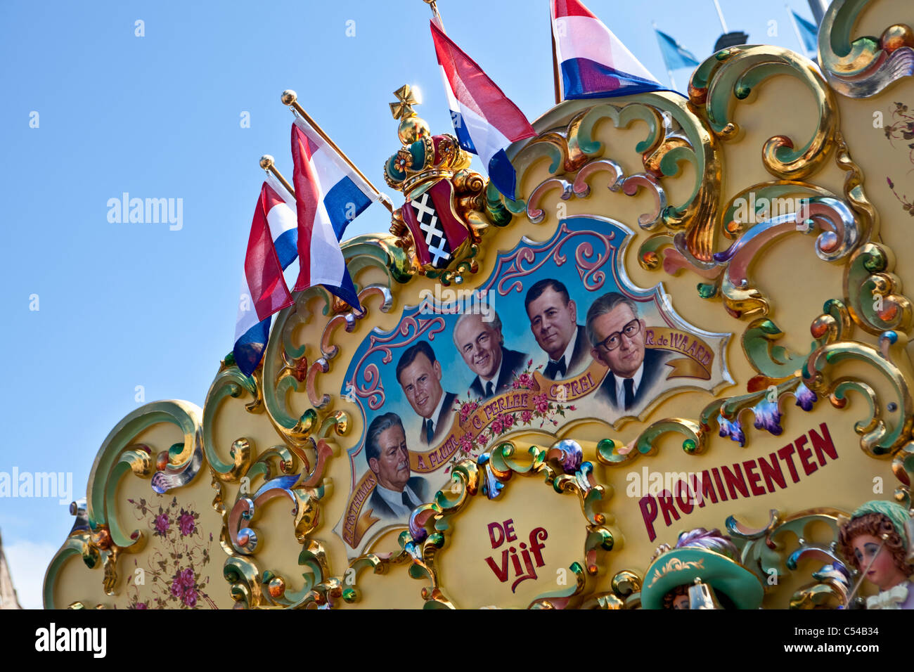 The Netherlands, Amsterdam, Yearly parade of street organs on Dam Square. Stock Photo