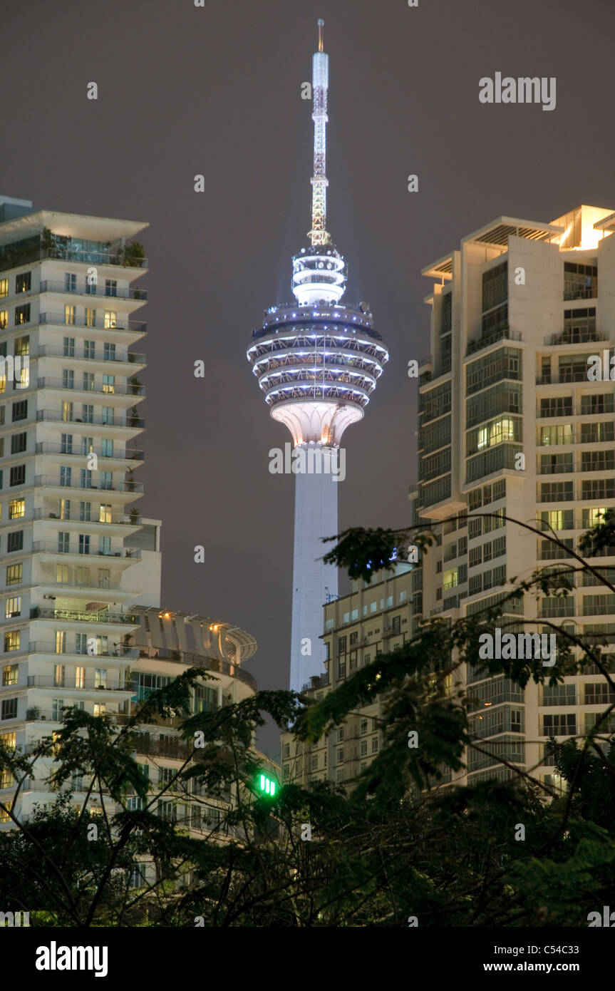 Menara TV Tower and office buildings, Kuala Lumpur, Malaysia, Southeast Asia, Asia Stock Photo