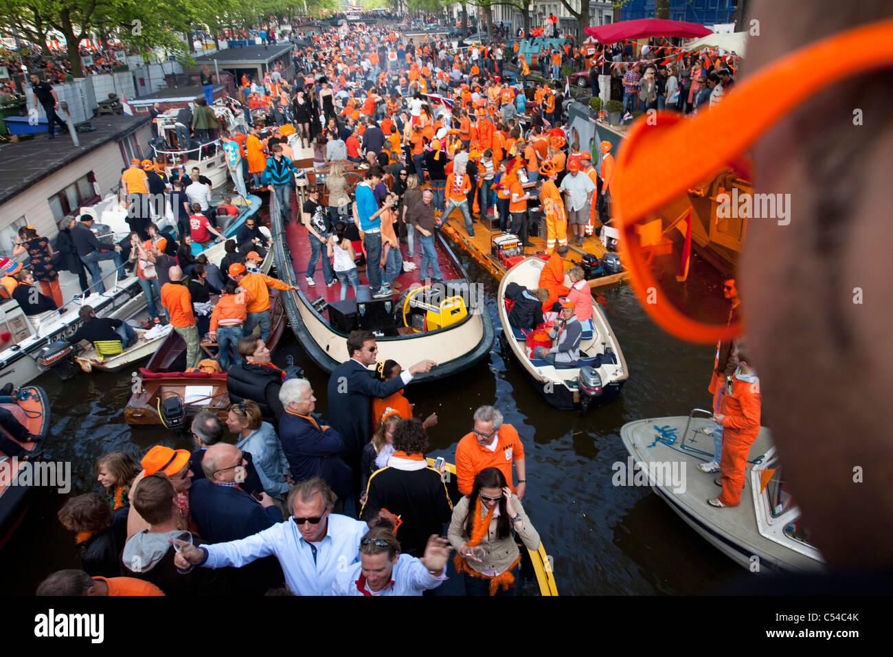 Canal parade. In the middle with sunglasses Prime Minister Mark Rutten. Stock Photo