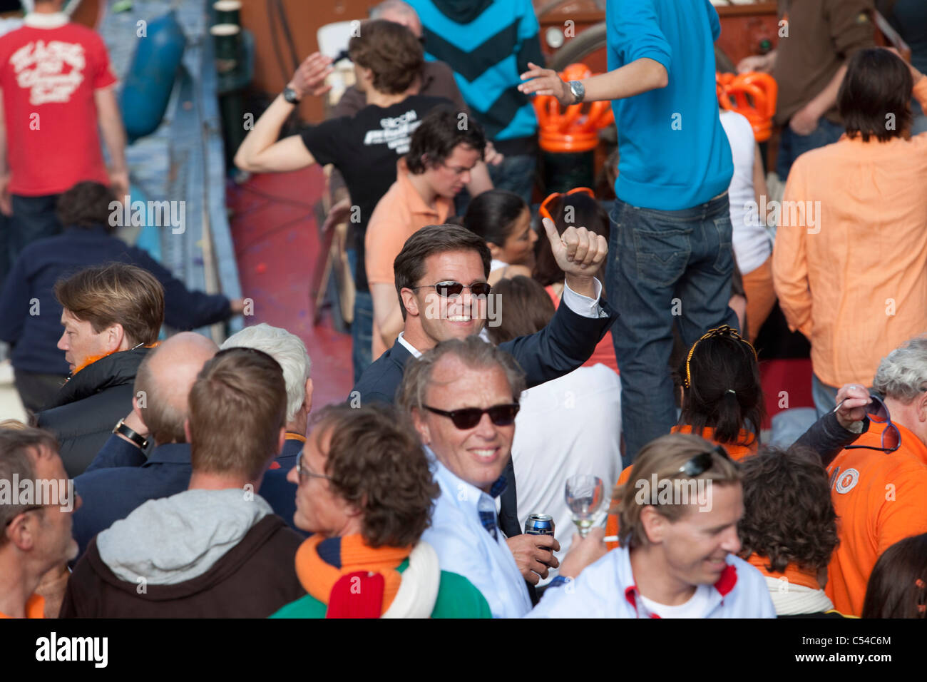 Canal parade. In the middle with sunglasses Prime Minister Mark Rutten. Stock Photo