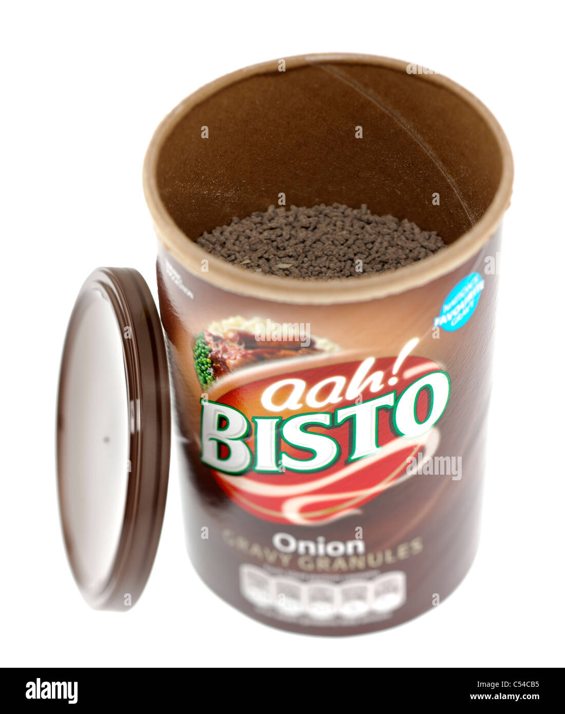 Container of Bisto onion gravy granules Stock Photo