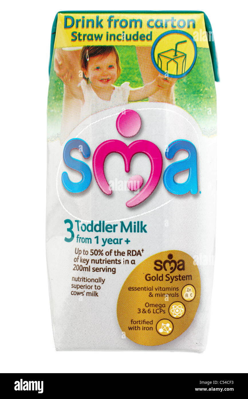Carton of SMA 3 toddler milk from 1 year plus Stock Photo