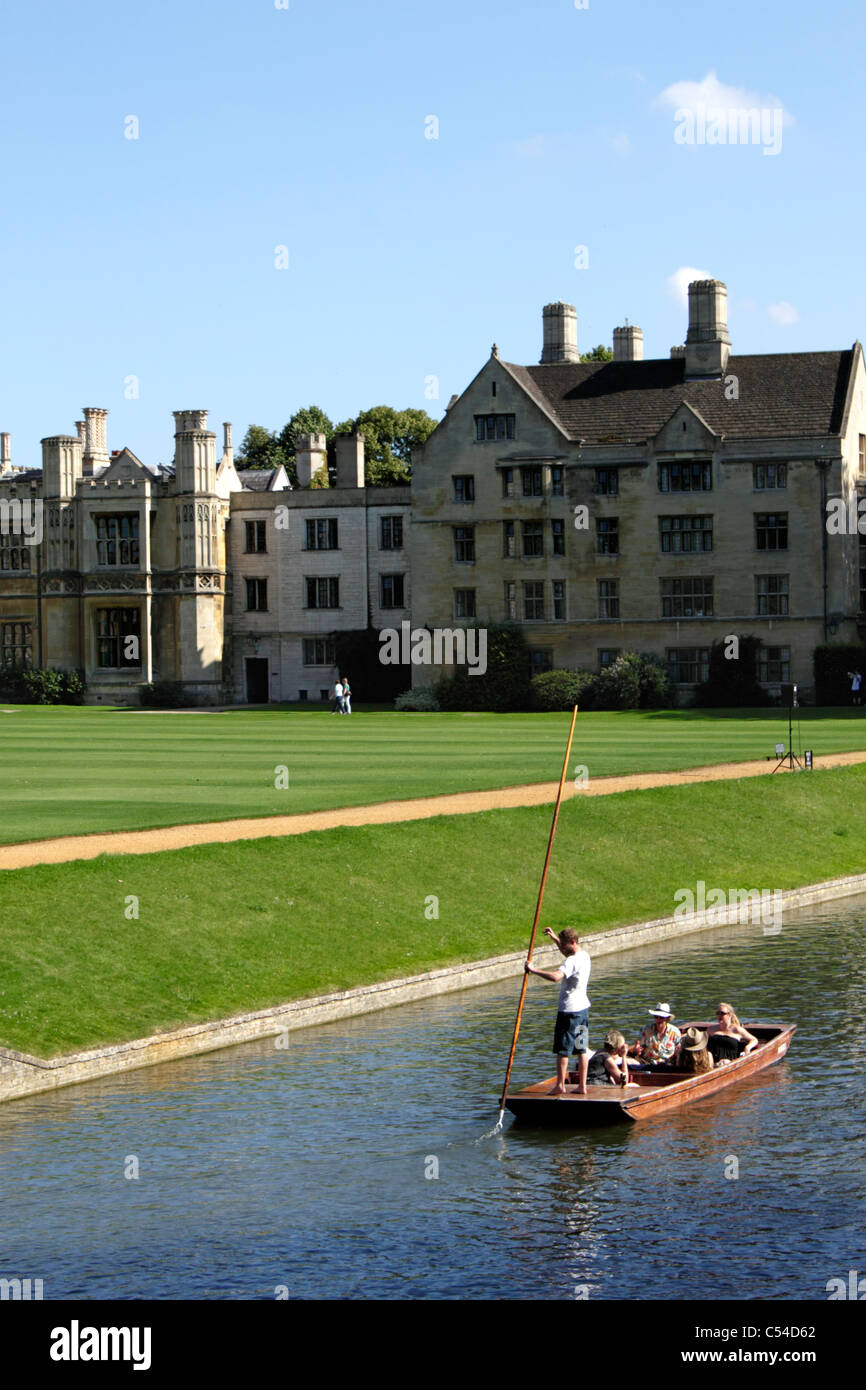 Punting on the River Cam by Kings College Cambridge Stock Photo