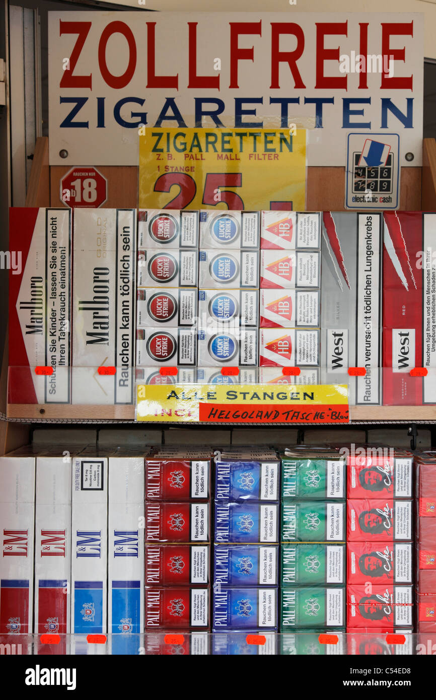 duty free cigarettes in a shop on Island Helgoland Stock Photo