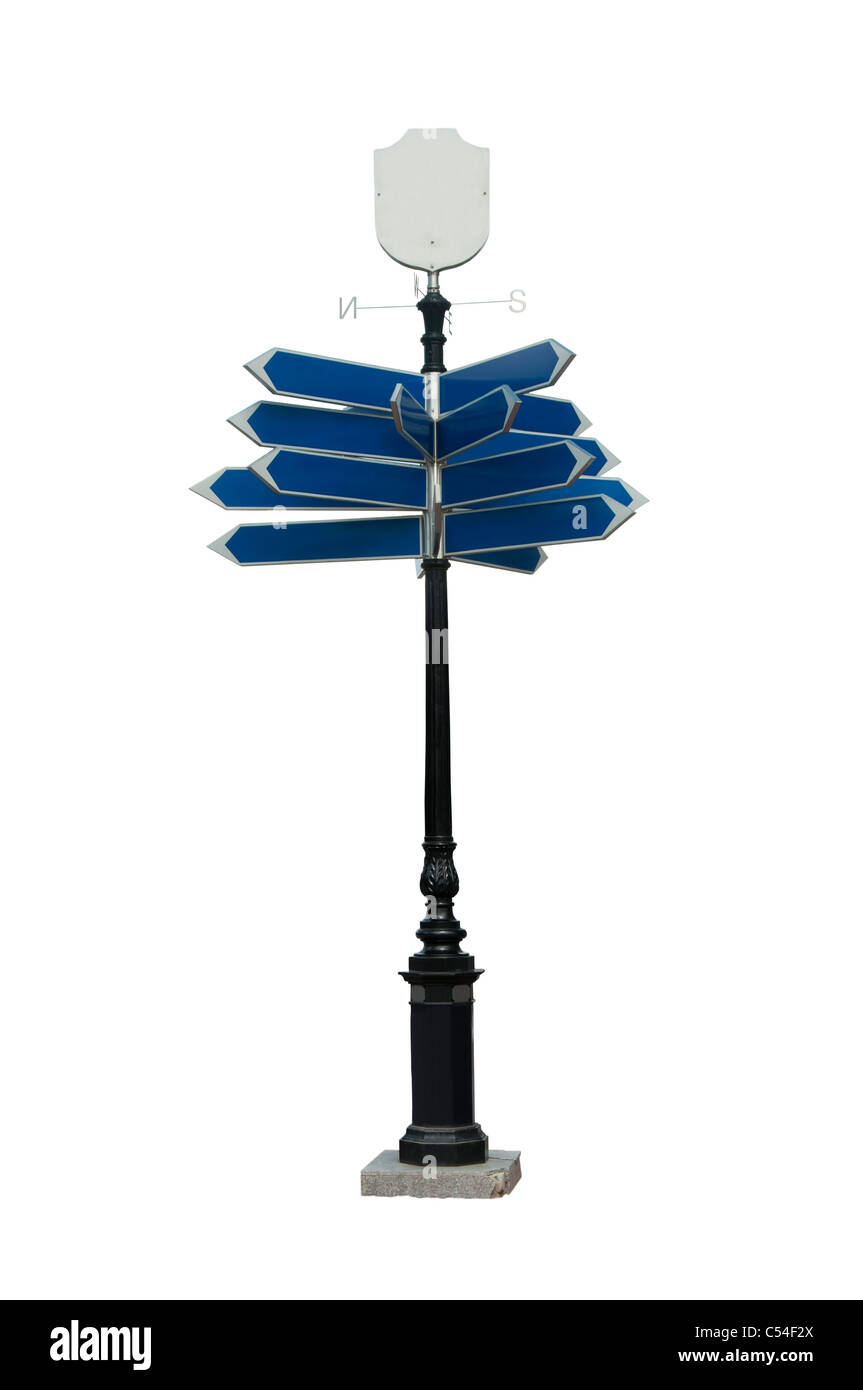 Big sign with directions. Isolated on white background Stock Photo Alamy