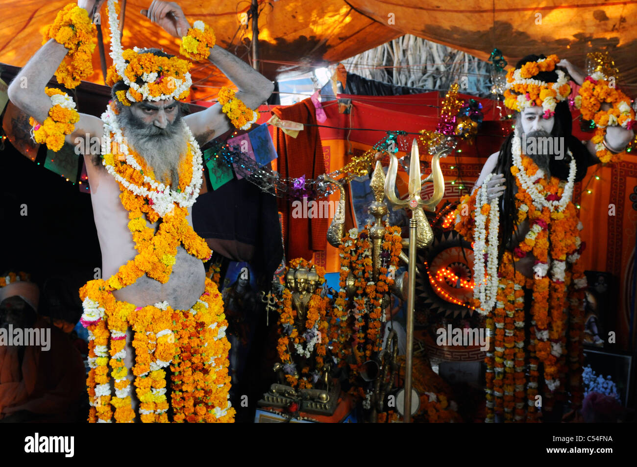 A sadhu (Hindu holy man) at the Kumbh Mela festival in India. Stock Photo