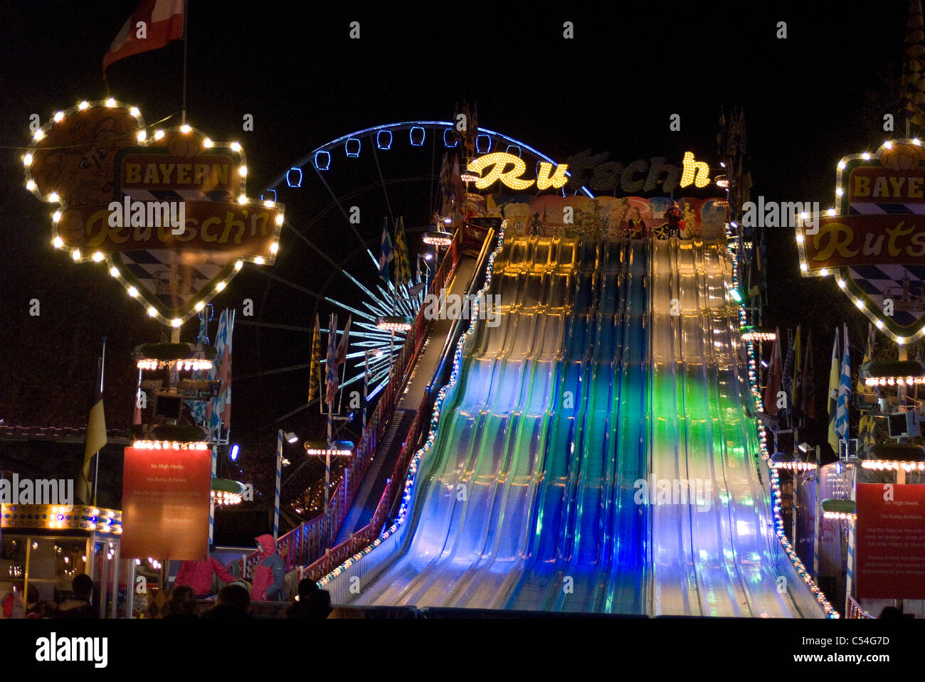 The slide at Winter Wonderland, an Annual Christmas Fair and Amusement Park in Hyde Park, London, England Stock Photo
