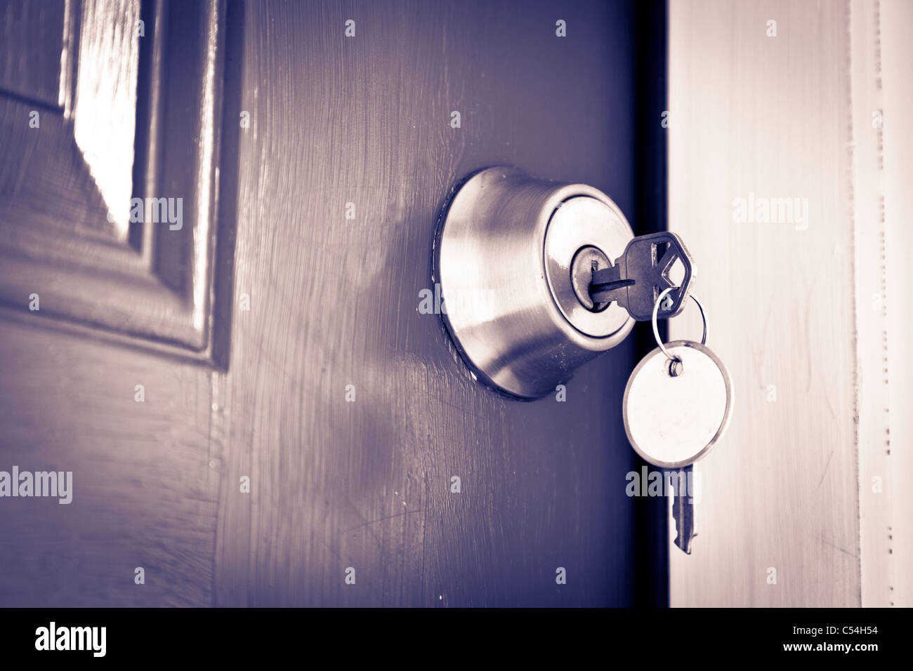 Door lock with keys Stock Photo Alamy