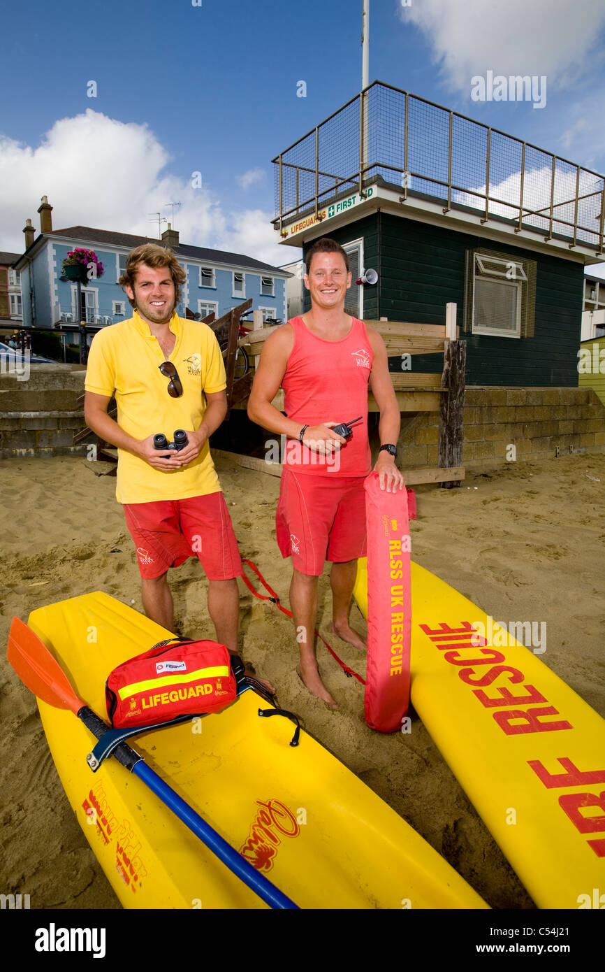 Lifeguards Matthew Woodmore Andy Robinson Sandown Beach Hut flag surf