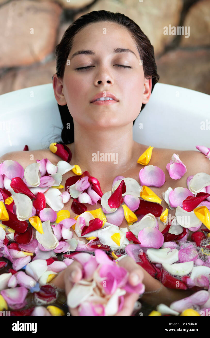 Relaxing woman in bathtub hi-res stock photography and images - Alamy
