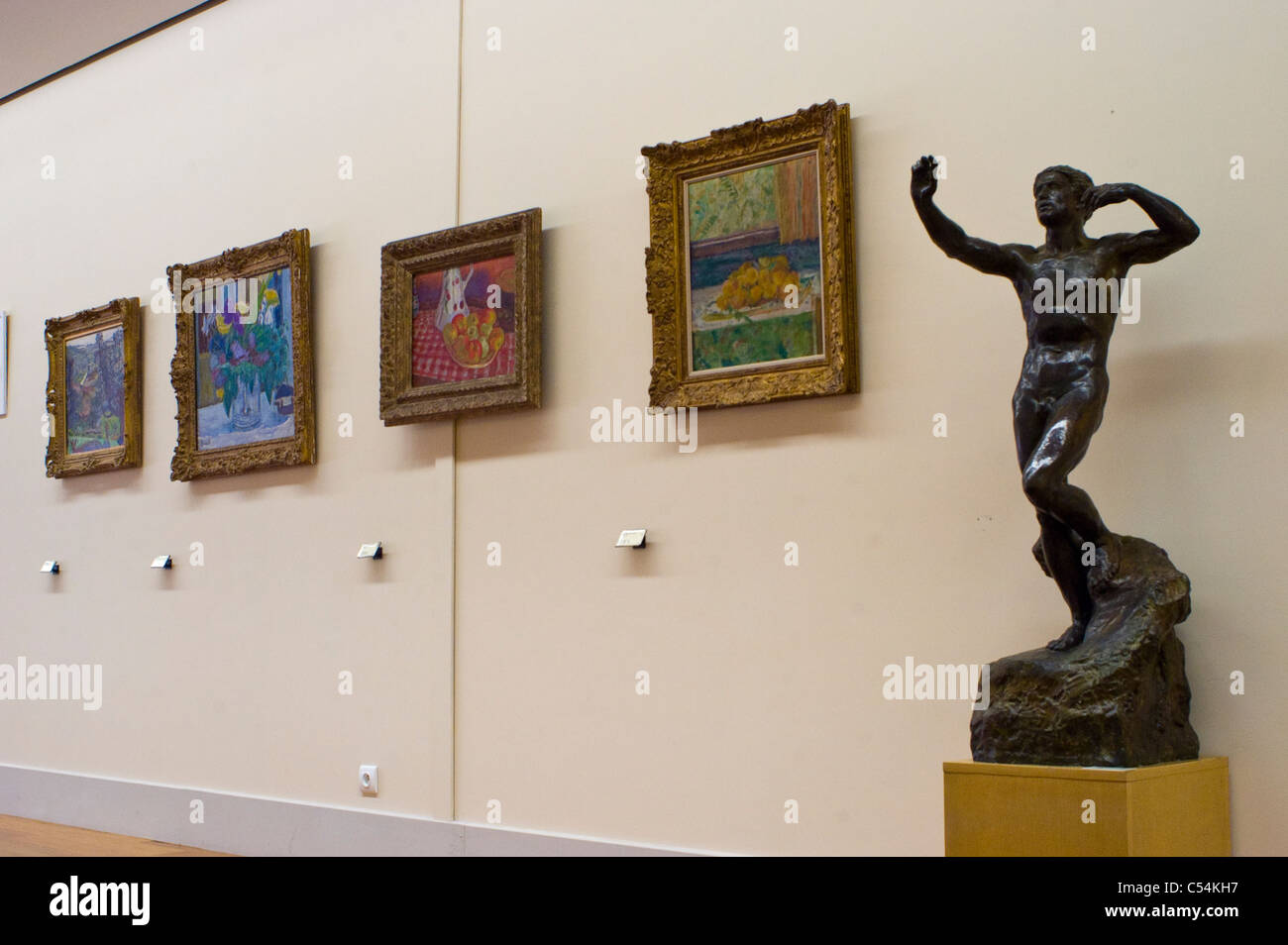 Toulouse, France -  the Modern Art Gallery walls in The Bemberg Foundation Museum - (Assezat Man-sion) gallery walls interior, modern paintings, Stock Photo