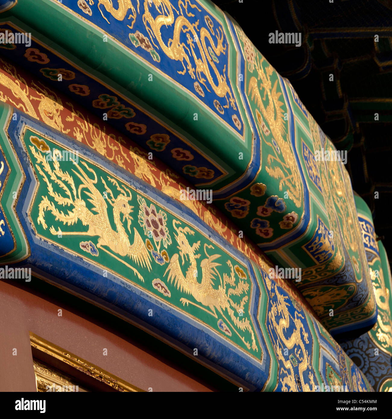 Architectural details of Hall Of Prayer For Good Harvests at the Temple Of Heaven, Beijing, China Stock Photo