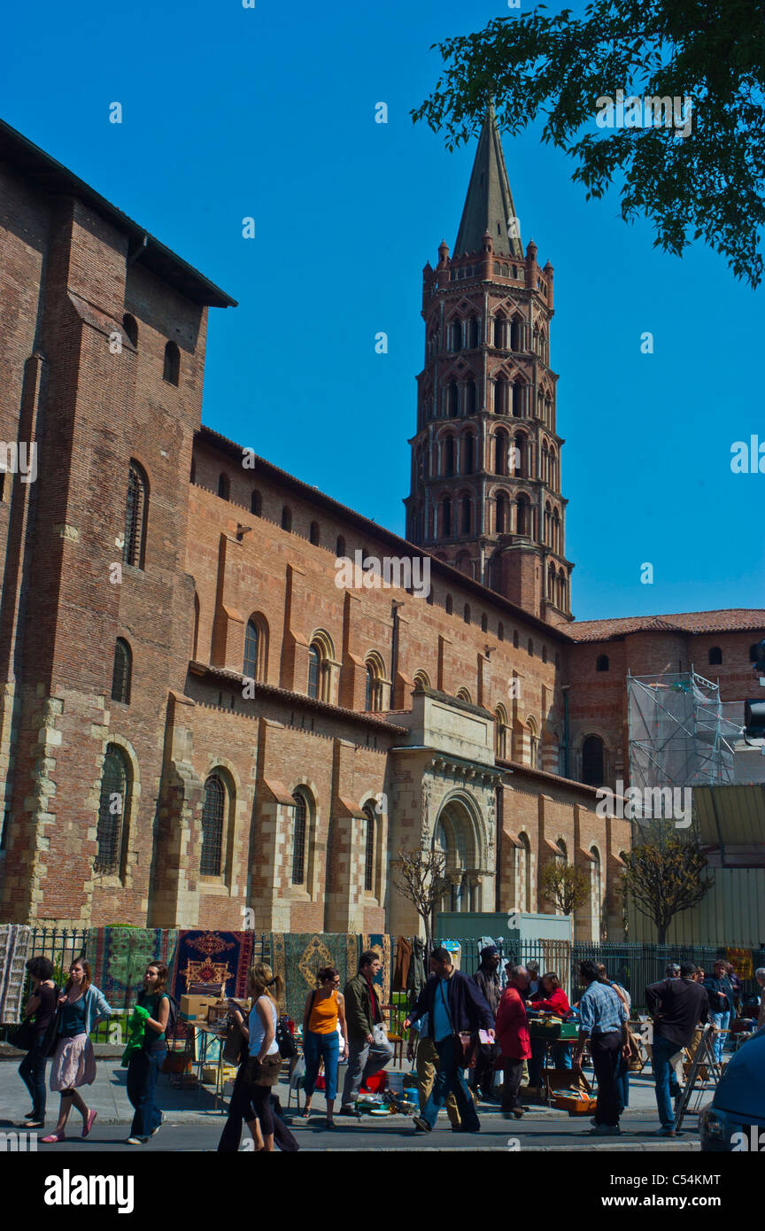 Toulouse, France, Flea Market Outside SaintSernin Basilica (the