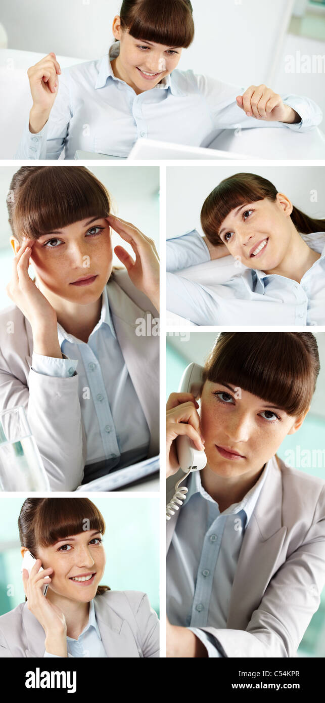 Collage of businesswoman during her working day Stock Photo - Alamy