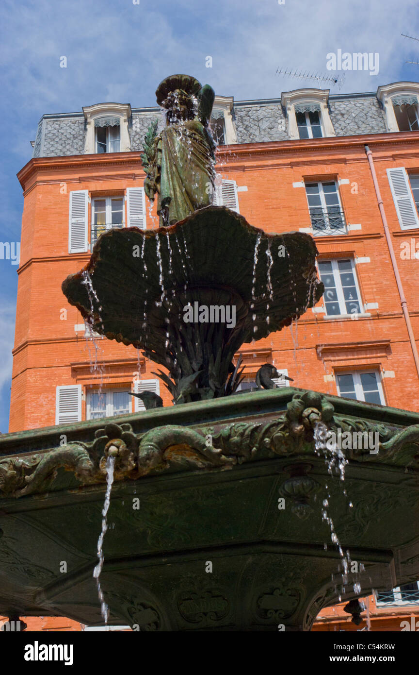 Toulouse France, Old Public Fountain in City Center Stock Photo