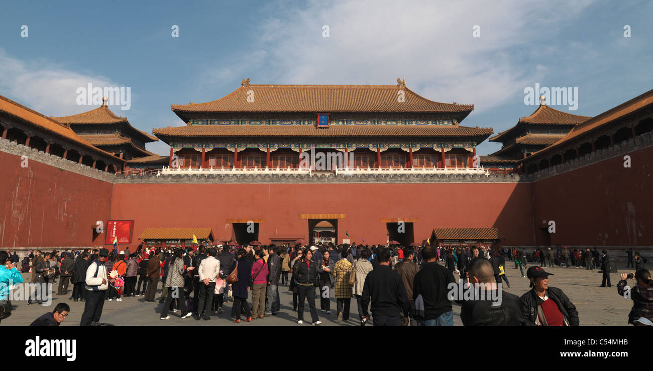 Tourist at the Meridian Gate, Forbidden City, Beijing, China Stock ...