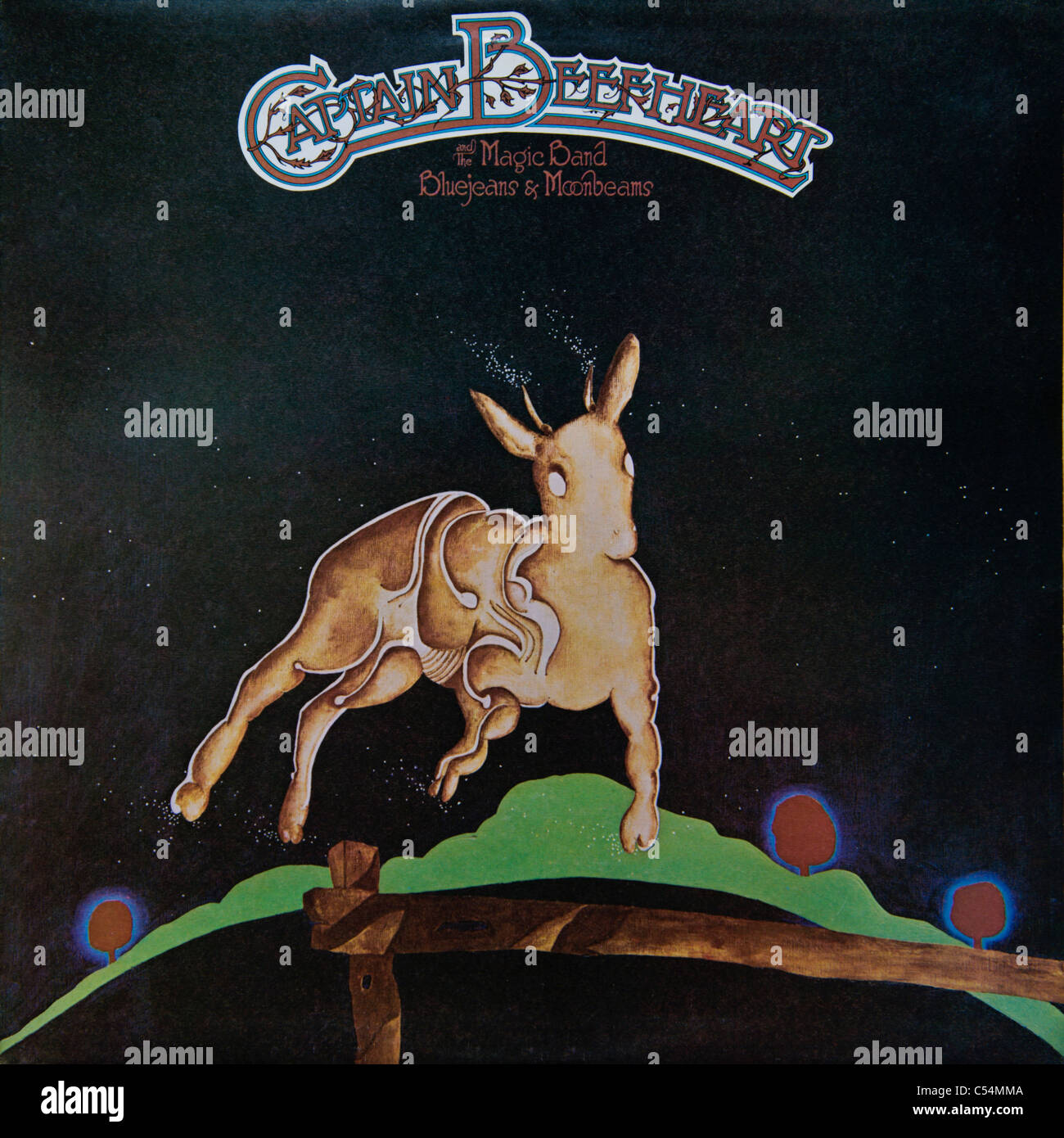 Cover of original vinyl album Bluejeans & Moonbeams by Captain Beefheart and the Magic Band released 1974 on Virgin Records Stock Photo
