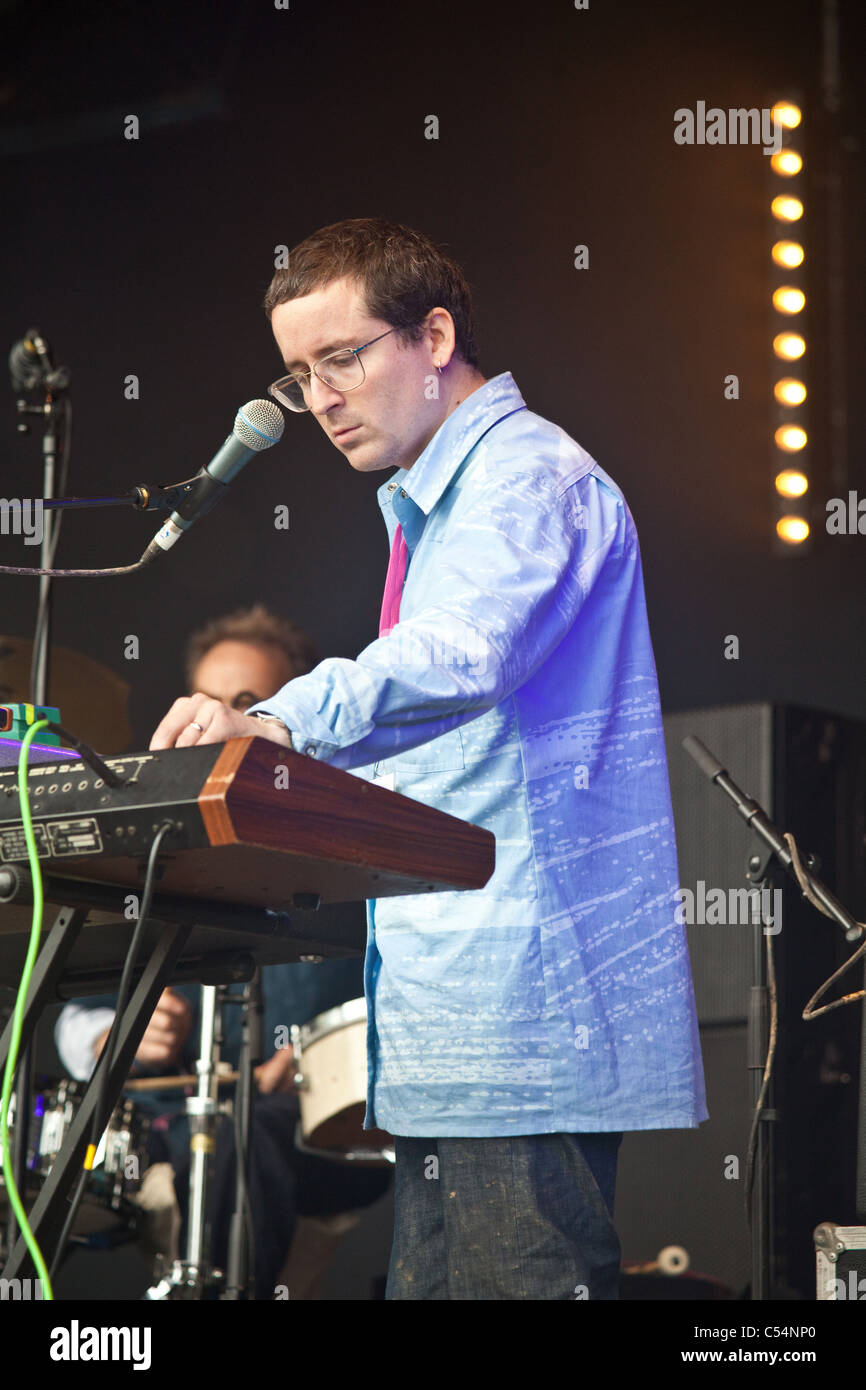 Alex Taylor of Hot Chip performing on the Park stage at Glastonbury Festival 2011 Stock Photo
