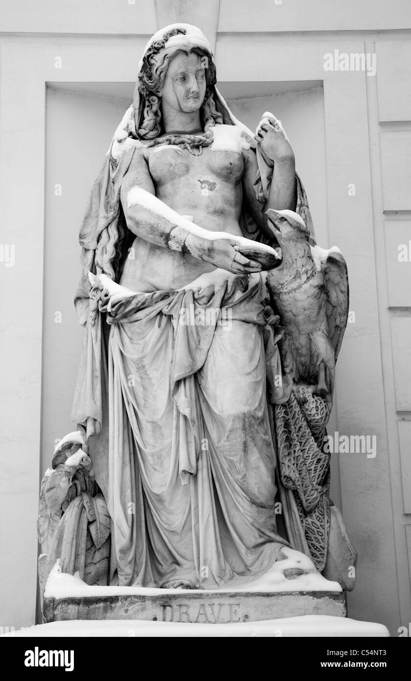 Vienna - mythology statue of river Drava by Palm house Stock Photo