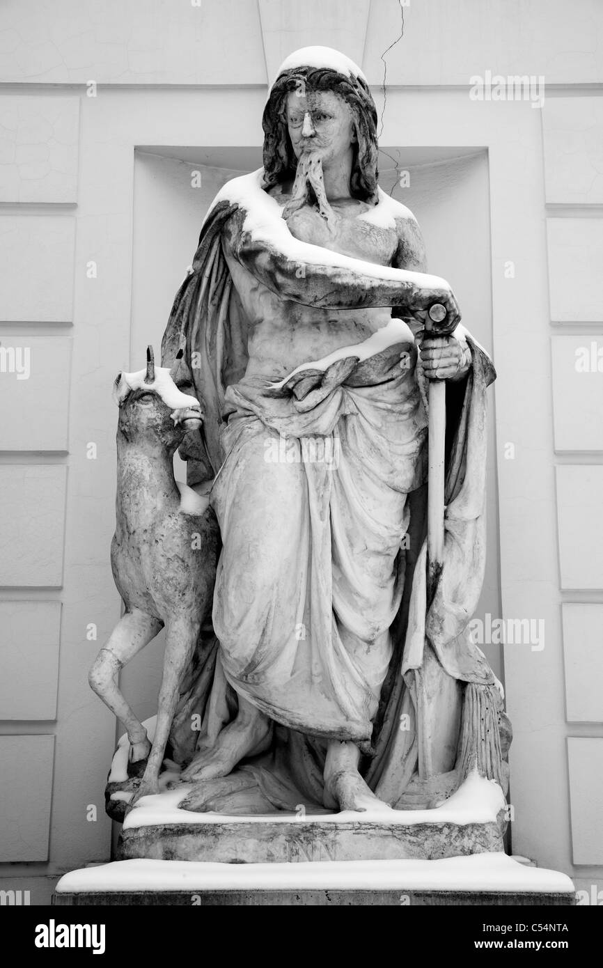 Vienna - mythology statue of river Inn by Palm house Stock Photo