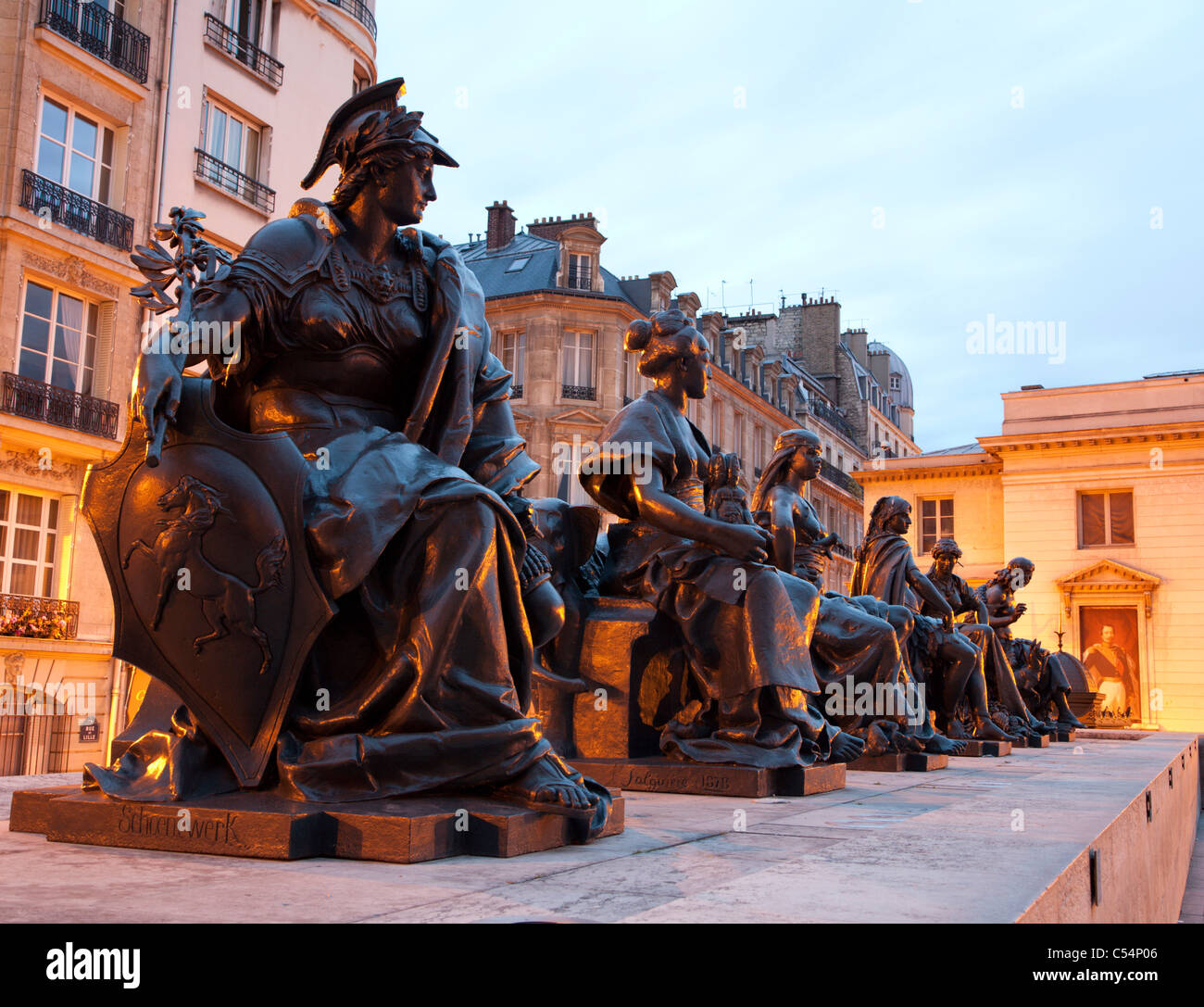 Paris - The statue of L'Europe, by Pierre Alexandre Schoenewerk in front of Musée d'Orsay museum from end 19. cent Stock Photo