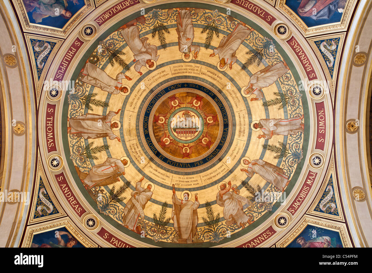 Paris - fresco from cupola of Saint Francois Xavier church - twelve apostle Stock Photo